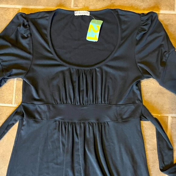 Xi Forever 21 Navy Blue, Tie at Back, Midi Y2K Dress Large - Picture 2 of 5